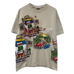 00s Hanes 半袖 プリントTシャツ L ベージュ ヘインズ プルオーバー 00年代 巻きプリント 両面プリント ルート66 夏物 a805-6378のサムネイル