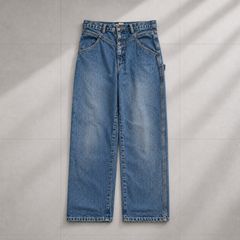 [I-3] Calvin Klein 캘빈 클라인 W28 데님 팬츠 와이드 스트레이트 블루 데님 vintage 90s USA 헌옷 여성 하이 웨스트 사탕 카지