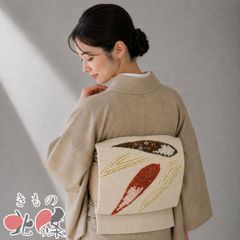 訪問着 着物 中古 正絹 袷 都巳二 落款 ちりめん 縮緬地 反端付き 薄茶 