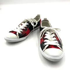 ■極美品■PRADA SPORT プラダスポーツ　ローズ柄　スニーカー　キャンバス×レザー　ローカット　ホワイト×ブラック×レッド　サイズ35 3E(22.5〜23cm) レディース　高級　ラグジュアリー　ラグストのサムネイル