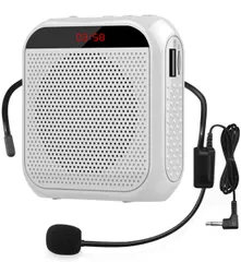 Yi Tong ポータブル 拡声器 ハンズフリー ヘッドセット マイク 付 スピーカー 音楽再生 USB microSD 対応 イベント·講演·説明会などに最適！！ (白い)のサムネイル