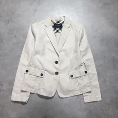 WH198●BURBERRY LONDON：大きいサイス リネンコットンテーラードジャケット ●42● ベージュ バーバリーロンドン 綿麻 日本製