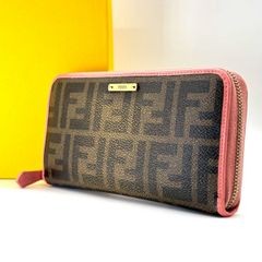 FENDI ズッカ柄 ラウンドファスナー 長財布 PVC レザー ピンク - メルカリ
