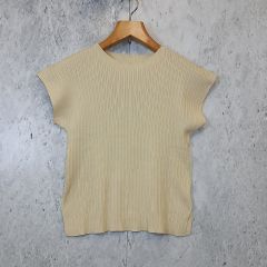 FOXEY NEW YORK ノースリーブ ニット 38 ベージュ サマーニット - メルカリ