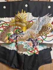 新品「即決価格」正絹産着祝着京友禅豪華染、金彩白上げ、特選大鷹と