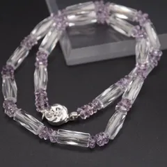 W021 水晶 アメジスト SILVER刻印 ネックレス デザインカット シルバー 2月誕生石
