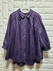 GAYA 日本製 綿100% ブロックプリント柄 七分袖ブラウス - メルカリ