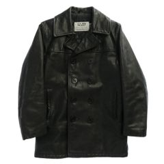 38 極上 美品 Schott ショット 黒 オールレザー Pコート ピーコート