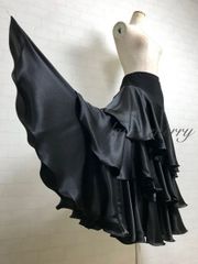 難あり品 社交ダンス ラテン スカート 黒 ルンバ オーバースカート