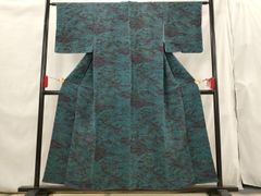 ☆4804☆ 紬 袷仕立て 暗い緑 カエデ 和装 和服 着物 - メルカリ