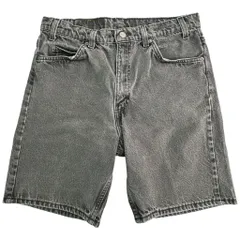 90年代 USA製 Levi's リーバイス 505 デニムショートパンツ オレンジタブ 後染め ブラック(メンズ W34)中古 古着 Y1462