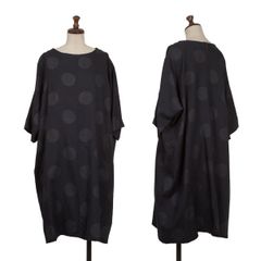 定価6.5万 M.&KYOKO 刺し子柄ストレッチバルーンワンピース グレー