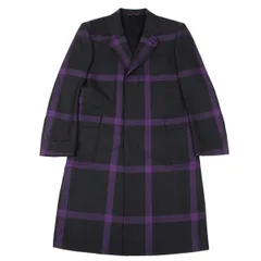 ポールスミスPaul Smith LONDON ウール格子デザインコート 黒紫L