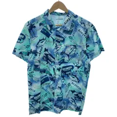 【中古】　Columbia　柄シャツ　半袖　トップス　レギュラーカラー　胸ポケット　総柄　アウトドア　古着　/1150