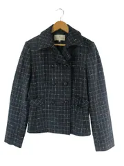 トラサルディ TRUSSARDI ウール ジャケット ダブル チェック 長袖 サイズ40 ネイビー QQQのサムネイル