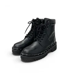 ヴァレンティノ VALENTINO ブーツ ショートブーツ 靴 シューズ レザー ブラック 黒 未使用 ロックスタッズ レースアップ コンバットブーツのサムネイル