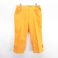マンシングウェア MUNSINGWEAR Grand Slam パンツ ボトムス クロップド 裾ボタン ロゴ 13 オレンジ ゴルフウェア ※EKM