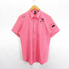 オークリー OAKLEY 433616JP シャツ 半袖 チェック ロゴ L レッド ゴルフウェア ※EKM