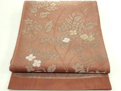 A5◇着物くつろぎ 夏物 花模様 金糸 全通 正絹 薄物 絽 紗 袋帯 - メルカリ