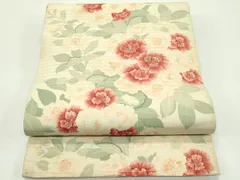 平和屋着物＊夏物　アンティーク　大正ロマン　両面　全通柄　京袋帯　駒刺繍　牡丹　菊　正絹　逸品　CABG7424rv