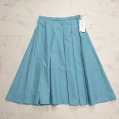 【タグ付き未使用品】アンタイトル　通勤からフォーマルまで活躍！膝丈タックフレアスカート　M　ライトブルー