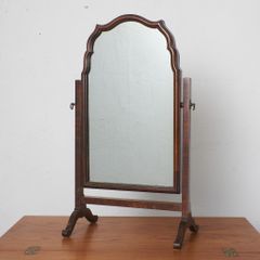 英国アンティーク木製フレーム卓上ミラー/化粧鏡/置き鏡/姿見(80-234 