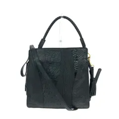 LEATHER JEWELS レザージュエルズ 2WAYバッグ  オーストリッチ×クロコダイル×リザード エキゾチックレザー   ブラック レディース / 240001201784のサムネイル