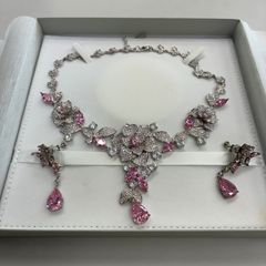 AIMER ネックレス イヤリング ジュエリーセット ピンク オーロラ