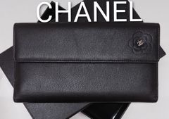 ARG09 シャネル 美品 カメリア Wホック長財布 シルバー金具 ココマーク