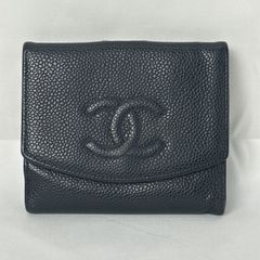 CHANEL シャネル キャビアスキン 二つ折り 財布 Wホック ココマーク