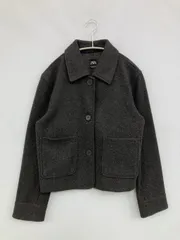 ZARA ザラ ブルゾン USA S グレー 無地 ショート丈 フードなし ボタン留め レディース