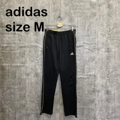 【T-1415】adidas アディダス ジャージパンツ M ブラック ゴールド 3ライン CLIMALITE トラックパンツ 刺繍ロゴ スポーツ Y2K 古着 ストリート テック系 メンズ