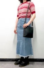 2way Leather-touch Square Shoulder Bag (black)のサムネイル