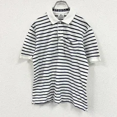 LACOSTE　ラコステ　半袖ポロシャツ　ワンポイントロゴ　ボーダー柄　白　ホワイト　4サイズ　古着