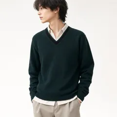 BEAUTY&YOUTH ダークグリーン Vネックニット M[RA-21]