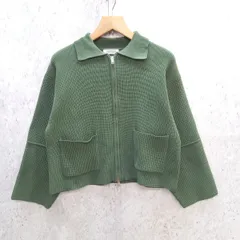 tiptop+pocket ティップトッププラスポケット ニットカーディガン ダブルジップ 襟付き リブ生地  グリーン Fサイズ ◎_◇〇のサムネイル