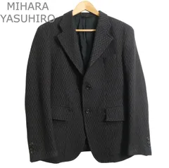 MIHARA YASUHIRO ミハラヤスヒロ テーラードジャケット 本切羽 シングル 2B ヘリンボーン柄 ウール×ナイロン ブラウン×ブラック サイズS メンズのサムネイル