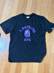 値下げ◯ 希少カラー A BATHING APE Tシャツ ブラック パープル - メルカリ
