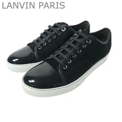 新品同様 LANVIN PARIS ランバンパリ スニーカー レースアップ ローカット スエード レザー エナメル ブラック サイズ8 メンズのサムネイル