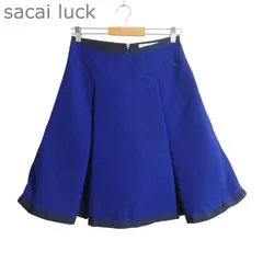 sacai luck サカイラック フレアスカート タック バックジップ 膝丈 ブルー サイズ2 レディースのサムネイル