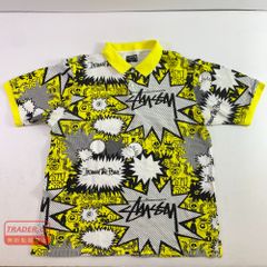 美品 STUSSY 総柄ポロシャツ M ピンク 白黒 Y2K スカル 00s頃 - メルカリ