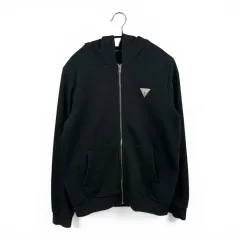 GUESS ウィメンズ ロゴ フーディー ジップアップ ブラック (S)のサムネイル