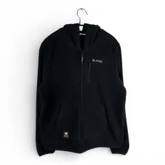 M) Jeep 刺繍 ロゴ フリース ジップアップ パーカー ブラックのサムネイル