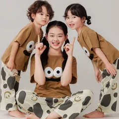 パジャマ キッズ 半袖 長ズボン 綿 子供 男の子 女の子 上下セット 子供パジャマ 半袖パジャマ 子供 子ども こども 子供服 子ども服 こども服 ルームウェア ジュニア 春 夏 男子 女子 男児 女児 部屋着 寝巻j#ustie