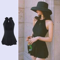 Swimsuit, immediate purchase OK, one-piece, bikini, all-in-one, high neck, flared dress, backless, women's swimwear, body-shaping, elegant, sexy, covers stomach, hips, thighs #abogg