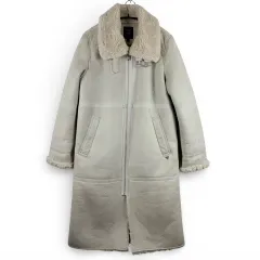 (S) GUESS ゲス ムートン ロング コート アイボリーのサムネイル