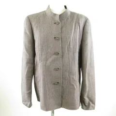 ハーディエイミス HARDY AMIES ノーカラージャケット 長袖 紫 黒 43 *T346のサムネイル