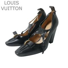 新品同様 ルイヴィトン LOUIS VUITTON モノグラム パンプス レザー スクエアトゥ チャンキーヒール ストラップ ベルト ロゴ ブラック サイズ35.5 約22.5cm レディースのサムネイル