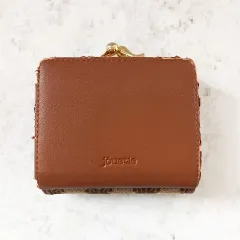 jouetie ジュエティ 財布 三つ折り ジャカード がま口 モノグラム キャメル ◎_〇◇のサムネイル