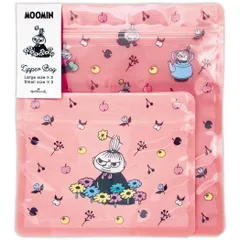 【メール便】ムーミン 小分けビニール袋 ジッパーバッグ 大1柄3枚 小1柄3枚 Moomin valley’s day ピンク 北欧 日本ホールマーク 小物入れ おすそ分け袋 保存用 キャラクター グッズ 